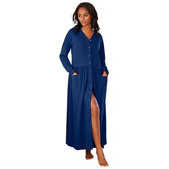 Only Necessities Plus Size Long Snap-Front Knit Lounger