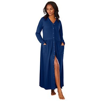 Only Necessities Plus Size Long Snap-Front Knit Lounger