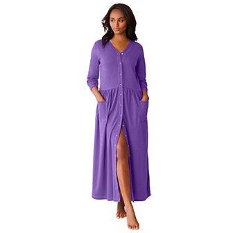 Only Necessities Plus Size Long Snap-Front Knit Lounger