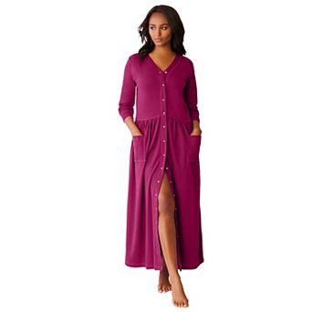 Only Necessities Plus Size Long Snap-Front Knit Lounger