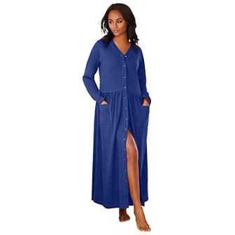 Only Necessities Plus Size Long Snap-Front Knit Lounger