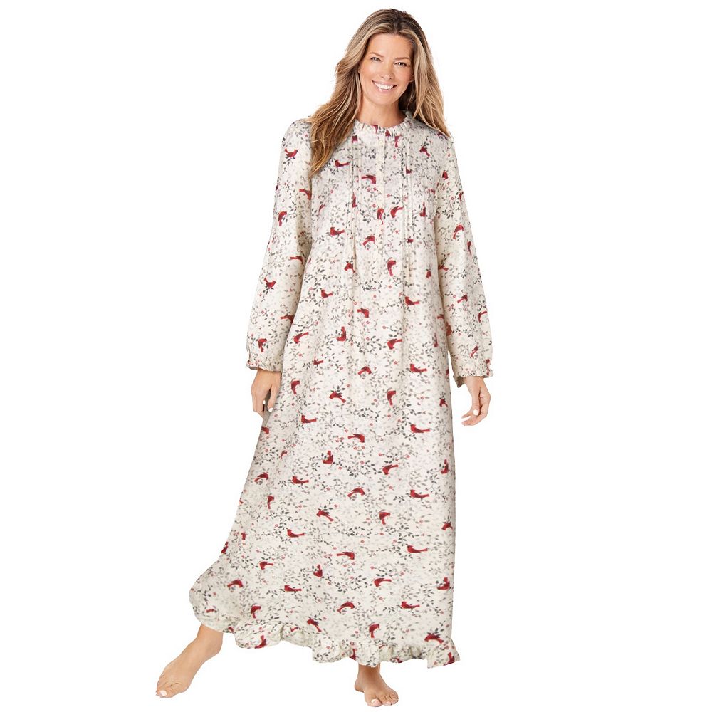 Plus Size Women's Flannel Nightshirt - 100% Cotton Button-Down Nightgown (Size 16-26)