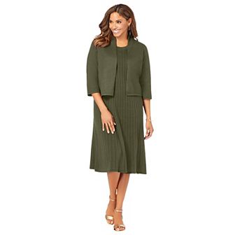 Jessica London Women's Plus Size 2 pc Sweater Jacket Dress