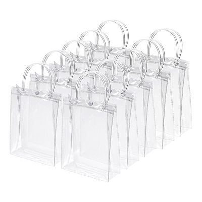 25 Pack Clear Gift Bags, Mini Transparent Plastic Gift Wrap Tote Bag