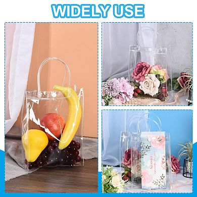 25 Pack Clear Gift Bags, Mini Transparent Plastic Gift Wrap Tote Bag with Handles for Shopping