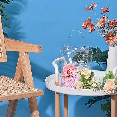 25 Pack Clear Gift Bags, Mini Transparent Plastic Gift Wrap Tote Bag with Handles for Shopping