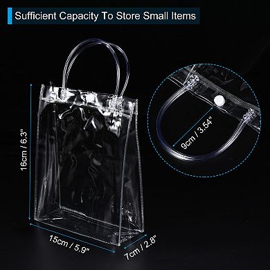 25 Pack Clear Gift Bags, Mini Transparent Plastic Gift Wrap Tote Bag with Handles for Shopping
