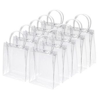 10 Pack Mini Gift Wrap Tote Bag, Clear Gift Bags with Handles for Shopping Party Wedding