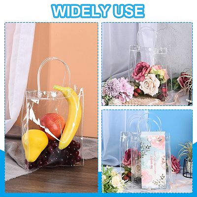 10 Pack Mini Gift Wrap Tote Bag, Clear Gift Bags with Handles for