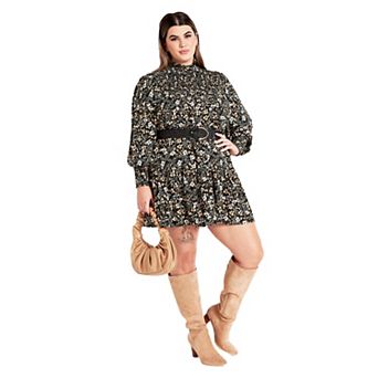 Avenue Women's Plus Size Cassia Sleeves Ruffle Dress