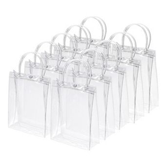 10 Pack Clear Gift Bags, Mini Gift Wrap Tote Bag with Handles for Shopping Party Wedding