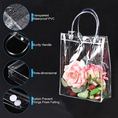 10 Pack Clear Gift Bags, Mini Gift Wrap Tote Bag with Handles for Shopping Party Wedding