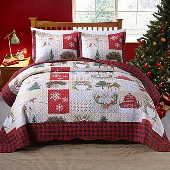 Marcielo 3 pc Christmas Quilt Bedspread Snowman