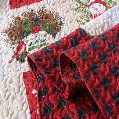 Marcielo 3 Piece Christmas Quilt Bedspread Snowman