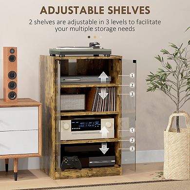 Homcom 5-tier Media Stand Cabinet With Adjustable Shelves And Glass Doors
