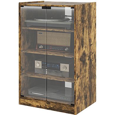 Homcom 5-tier Media Stand Cabinet With Adjustable Shelves And Glass Doors