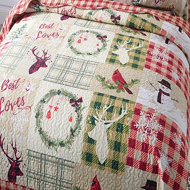 Marcielo 3 Piece Snowman Christmas Quilt Bedspread Set