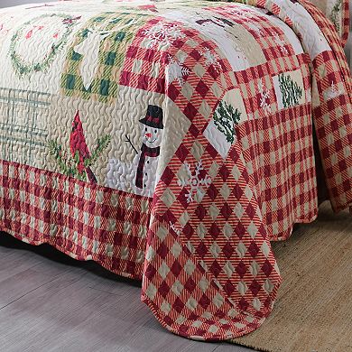 Marcielo 3 Piece Snowman Christmas Quilt Bedspread Set