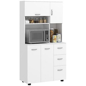 HOMCOM Buffet with Hutch, Freestanding Kitchen Pantry with 3 Drawers