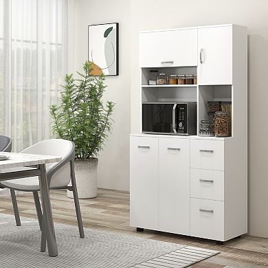 HOMCOM Buffet with Hutch, Freestanding Kitchen Pantry with 3 Drawers