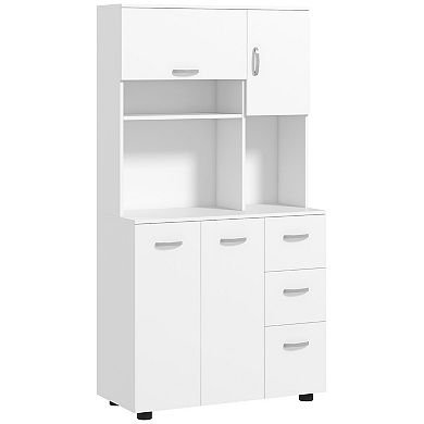 HOMCOM Buffet with Hutch, Freestanding Kitchen Pantry with 3 Drawers