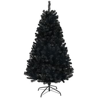 Homcom 6ft Artificial Black Christmas Tree, Holiday Décor With Steel Base