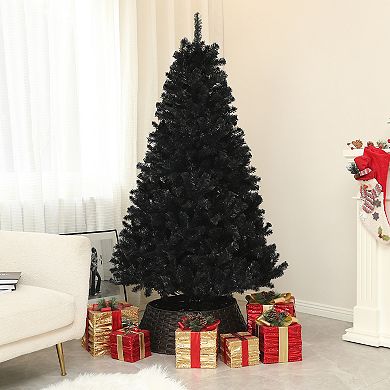 Homcom 6ft Artificial Black Christmas Tree, Holiday Décor With Steel Base