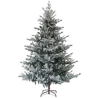 Homcom 7.5ft Artificial Nordic Pine Christmas Tree With Snow, Easy Assembly