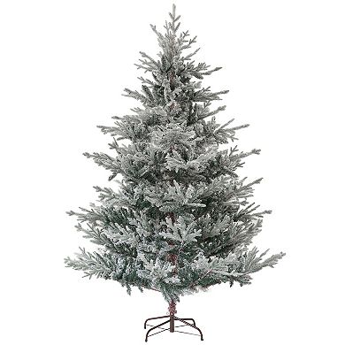 Homcom 7.5ft Artificial Nordic Pine Christmas Tree With Snow, Easy Assembly