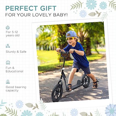 HOMCOM Kick Scooter for Kids 5-12 Years, Adjustable Height Handlebar