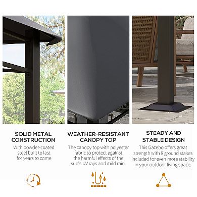 Outsunny 10ft x 10' Grill Gazebo Canopy, Geodesic Look, Steel Frame