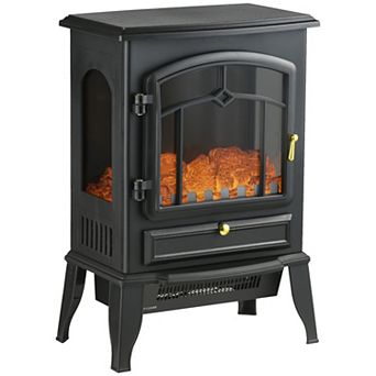 HOMCOM 22inch Electric Fireplace Stove with 3-Sided Realistic Flame