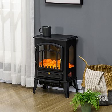 HOMCOM 22inch Electric Fireplace Stove with 3-Sided Realistic Flame
