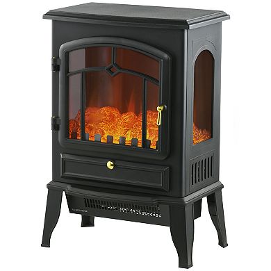 HOMCOM 22inch Electric Fireplace Stove with 3-Sided Realistic Flame