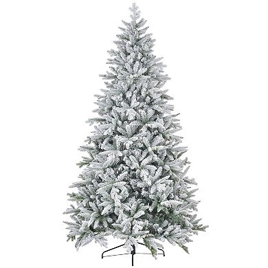 Homcom 8 Foot Snow Flocked Artificial Christmas Tree, Easy Assembly