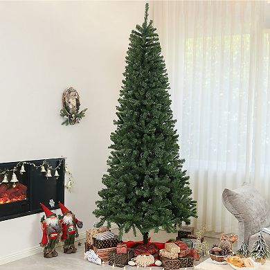 Homcom 9ft Artificial Christmas Tree With Auto Open, Steel Base