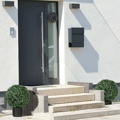 Homcom 2 Pack Of Artificial Tree Boxwood Topiaries With Pots For Outdoor & Indoor