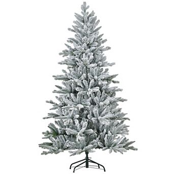 Homcom 6 Foot Snow Flocked Artificial Christmas Tree, Easy Assembly
