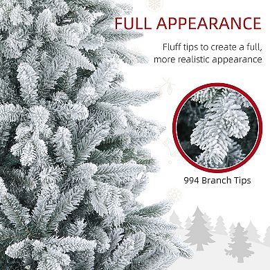 Homcom 6 Foot Snow Flocked Artificial Christmas Tree, Easy Assembly