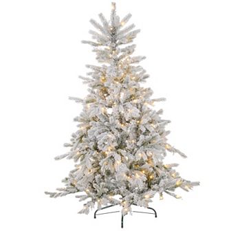 Homcom 7 Foot Artificial Snow Flocked Christmas Tree With Led Lights