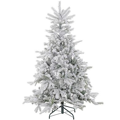 Homcom 6 Foot Artificial Snow-flocked Christmas Tree With Led Lights
