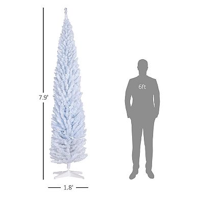 HOMCOM 8' Prelit Artificial Christmas Tree with Warm White LED Lights Pink