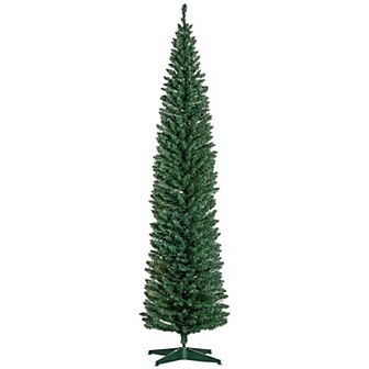 HOMCOM 8' Prelit Artificial Christmas Tree with Warm White LED Lights Pink