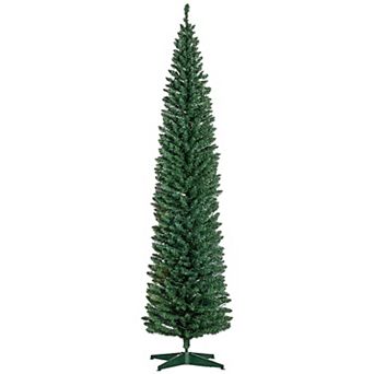 HOMCOM 8ft Prelit Artificial Pencil Christmas Tree w/ LED Lights