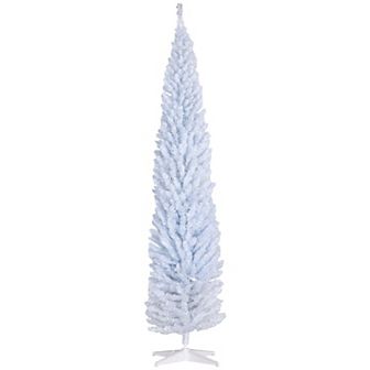 HOMCOM 8' Prelit Artificial Christmas Tree with Warm White LED Lights Pink