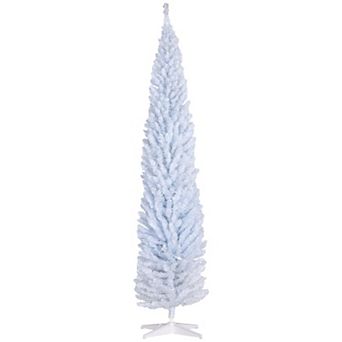 HOMCOM 8ft Prelit Artificial Pencil Christmas Tree w/ LED Lights