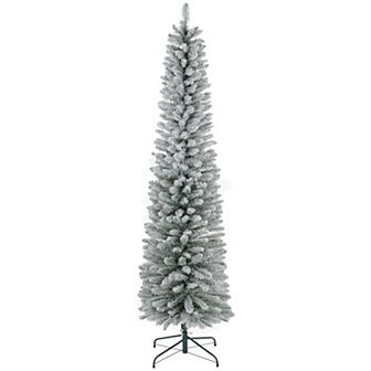 Homcom 7 Foot Artificial Snow Flocked Pencil Christmas Tree