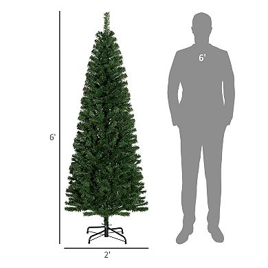 Homcom 6' Unlit Pencil Christmas Tree Holiday Decor With Stand