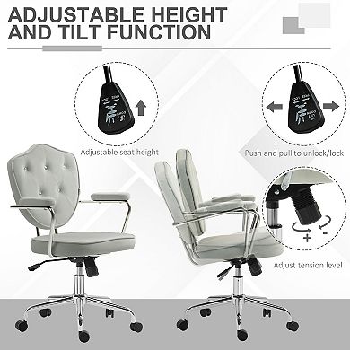 Homcom Cute Office Chair, Velvet-feel Fabric Vanity Chair