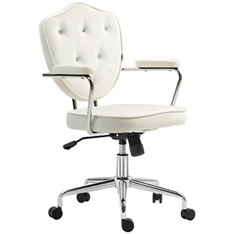 Homcom Cute Office Chair, Velvet-feel Fabric Vanity Chair